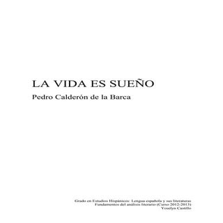 La vida es sueño. Comentario entero.