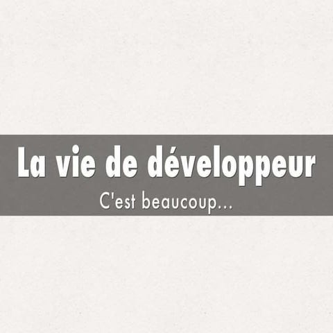 La vie de développeur