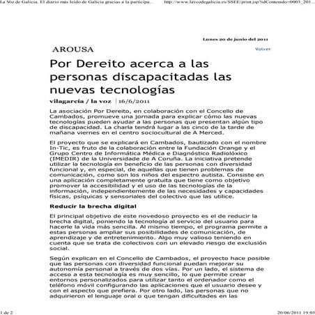 La voz de galicia. in tic en arousa