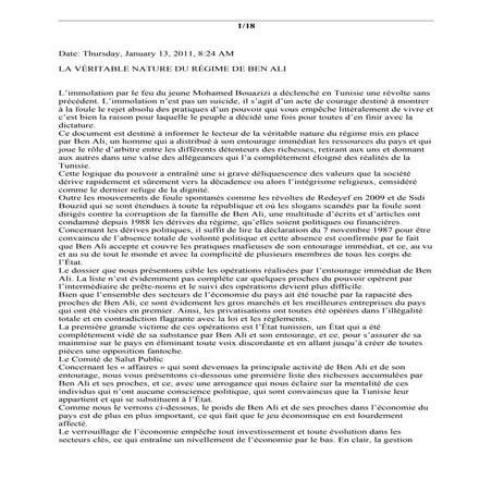 La véritable nature du régime de ben ali
