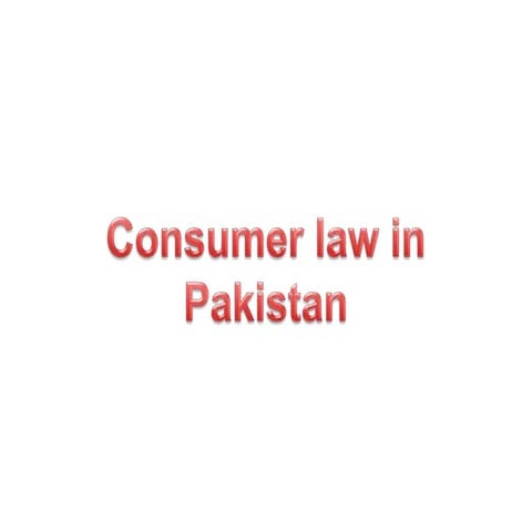 consumer law in pakistan