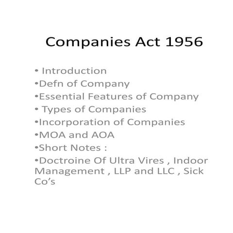 Law incorporation of companies
