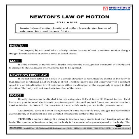 Force & Laws of-motion