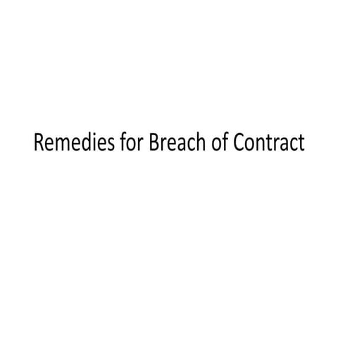 Law  remedies for breach of contract