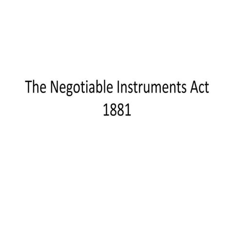 Law  the negotiable instruments act 1881