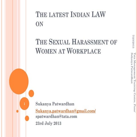 Indian Law on Sexual Harassment of Women at Workplace - 2013 | PDF