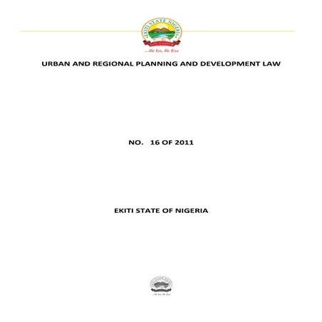 Urban And Regional Planning And Development Law