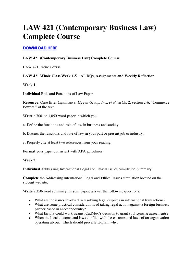 Law 421 entire course essay examples 04 image