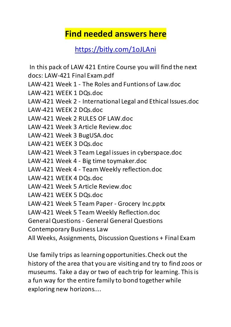 Law 421 entire course essay examples 02 picture
