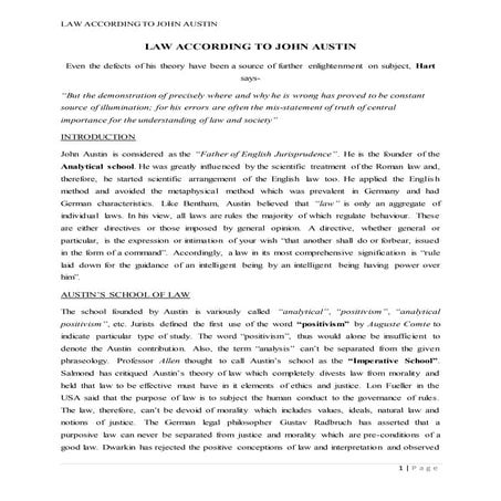 Law according to the john austin vaibhav goyal