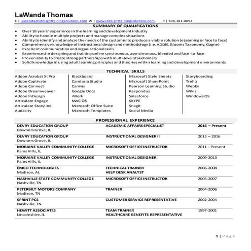 LaWanda Thomas Resume 2017