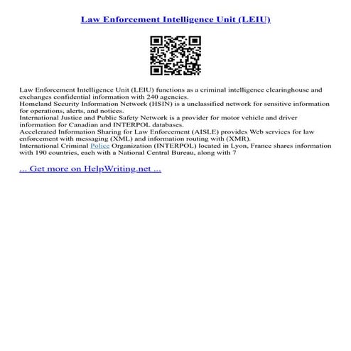 Law Enforcement Intelligence Unit (LEIU)