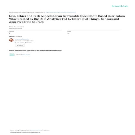 Law, Ethics and Tech Aspects for an Irrevocable BlockChain Based Curriculum V...