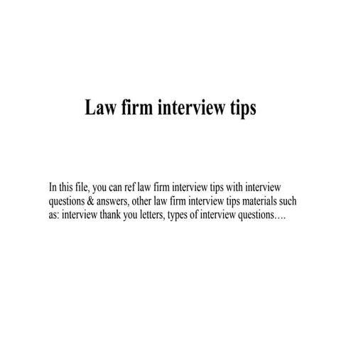 Law firm interview tips