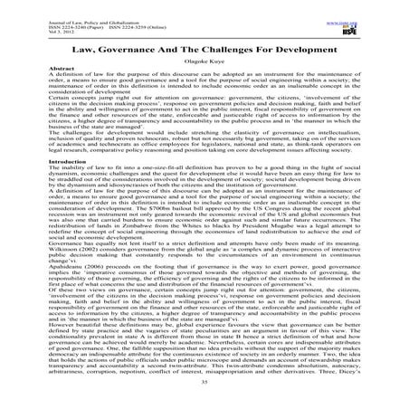 Law, governance and the challenges for development | PDF