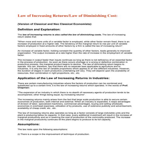 Law of increasing return | PPTX