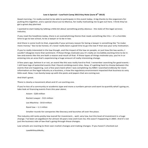 Law is special   law tech camp keynote