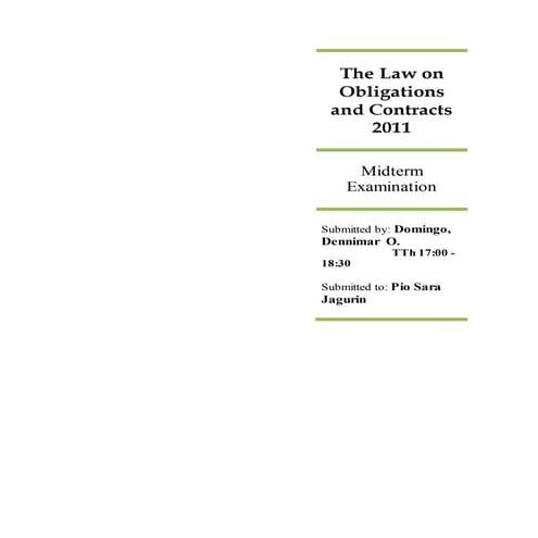Law On Obligations and Contracts (midterm exam)