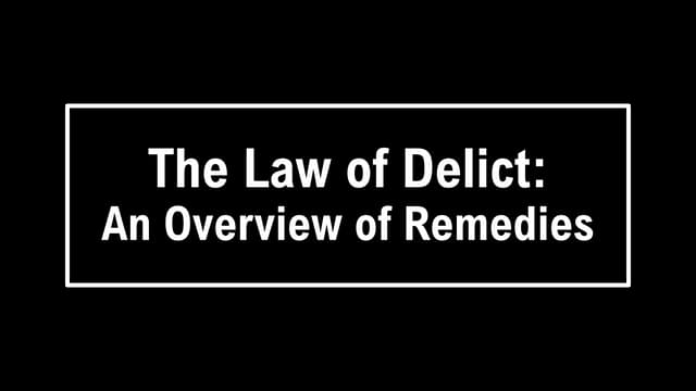 The Law of Delict: An Overview of Remedies