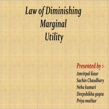 Law of  diminishing marginal utility