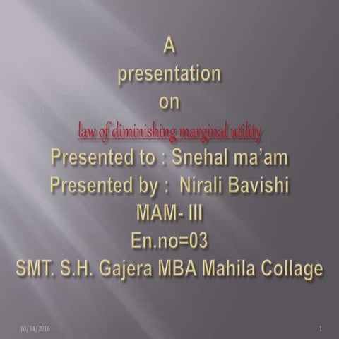 Law of diminishing marginal utility