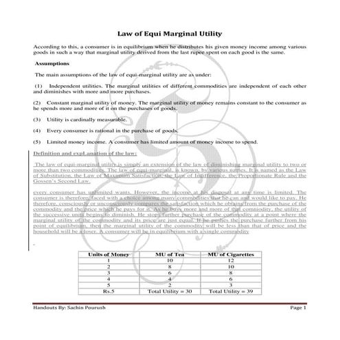 Law of equimarginal utility