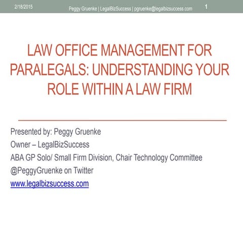 Law office management for paralegals
