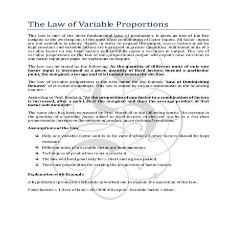 Law of variable proportions