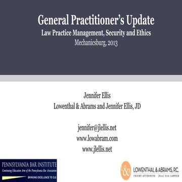 Law Practice Management - Organization, Cloud, Social Media and Ethics