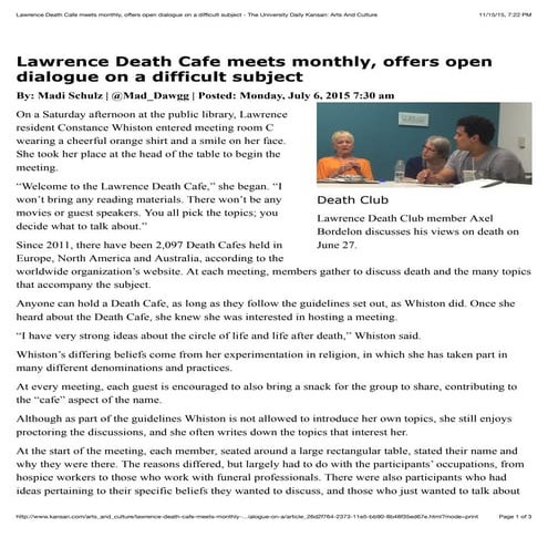 Lawrence death cafe