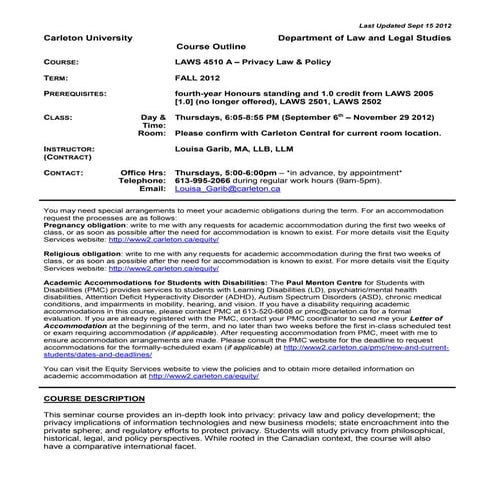 Laws 4510 Privacy Law And Policy 2012