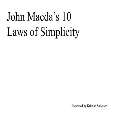 Laws Of Simplicity