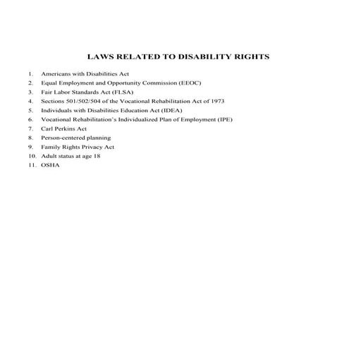 Laws related to disability rights