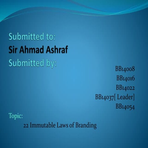 Immutable laws of Branding