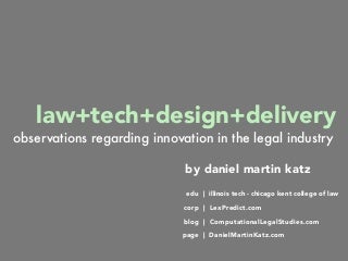 {Law, Tech, Design, Delivery} Observations Regarding Innovation in the Legal Industry