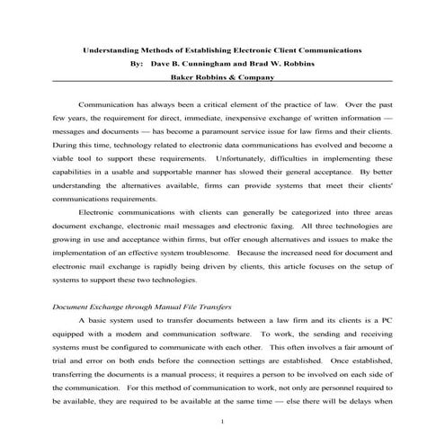 Law technology product news   understanding methods of establishing electronic communications by dave cunningham and brad robbins 2006