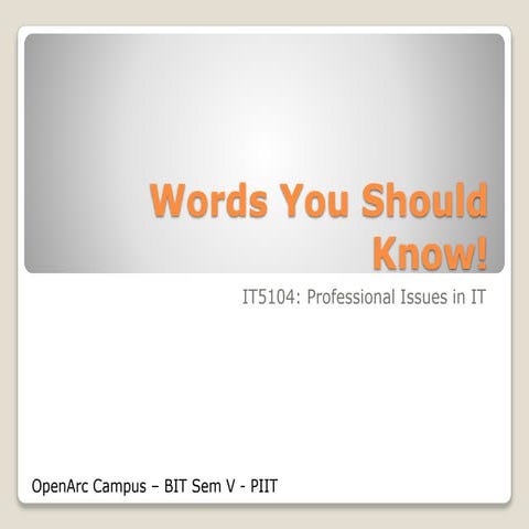 Professional Issues - Technical Terms