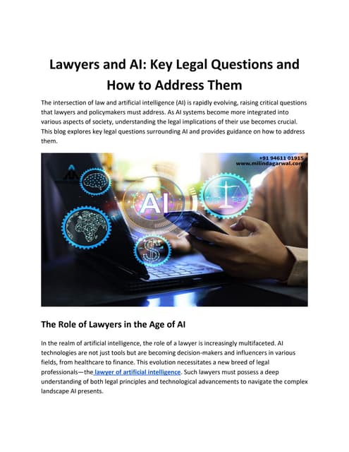 Lawyers and AI: Key Legal Questions and How to Address Them