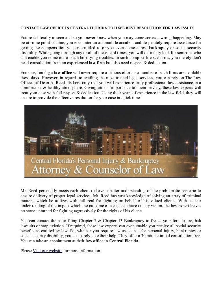 Lawyers in Central Florida by Dean A Reed