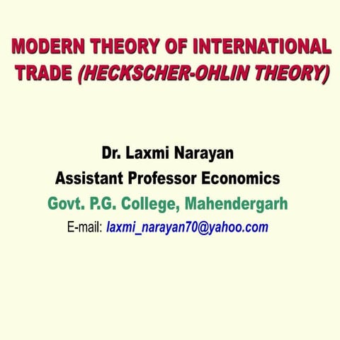 Modern Theory of International Trade