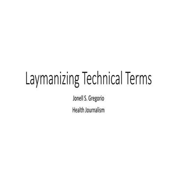Laymanizing Technical Terms in Health Journalism | PPTX