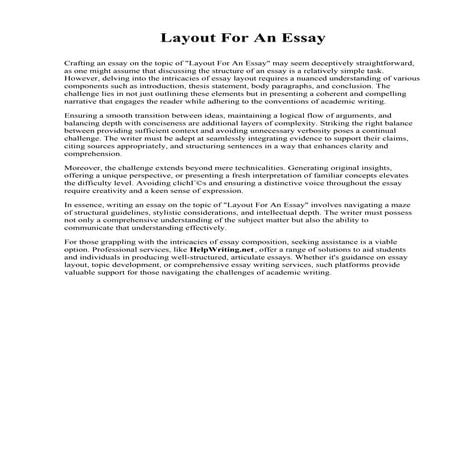 Layout For An Essay. Massachusetts School of Law at Andover