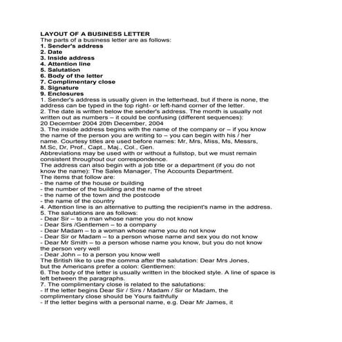 Layout of a business letter group 6 fybms a