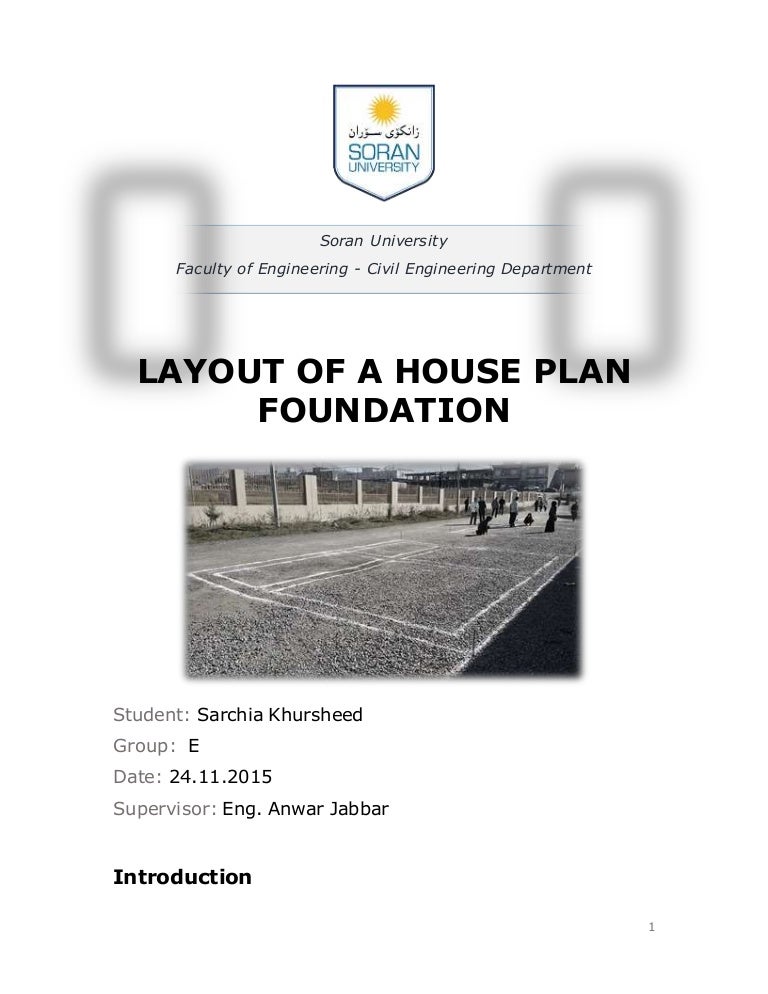 Layout of a House  Plan  Foundation  Report