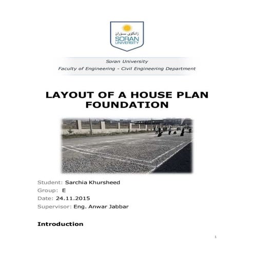 Layout of a House Plan Foundation - Report