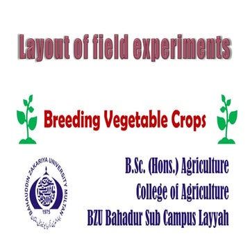 Layout of Agricultural field experiments