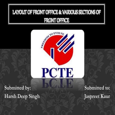Layout of front office & various sections of FO