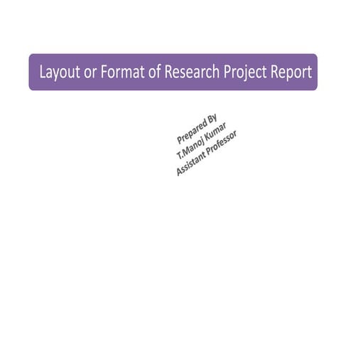 Layout or format of project report