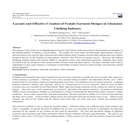 Layouts and effective creation of female garment designs in ghanaian clothing...