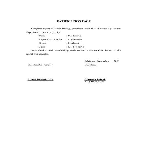 Laporan Praktikum Biologi Dasar - Lazzaro spallanzani experiment